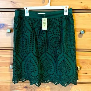 NWT petite Ann Taylor Loft cotton eyelet skirt in hunter green